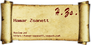 Hamar Zsanett névjegykártya
